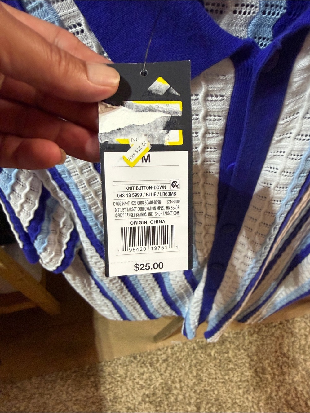 Target Blue and White Knit Button-Front A-Line Skirt